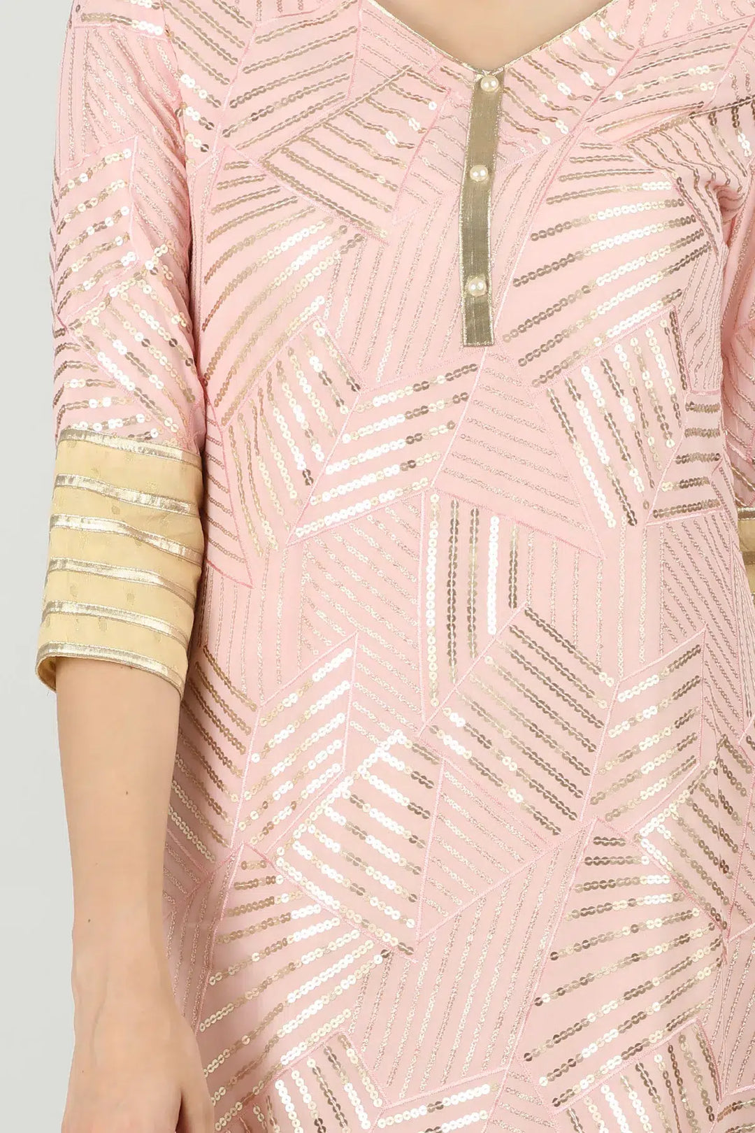 PINK EMBELLISHED STRAIGHT KURTI