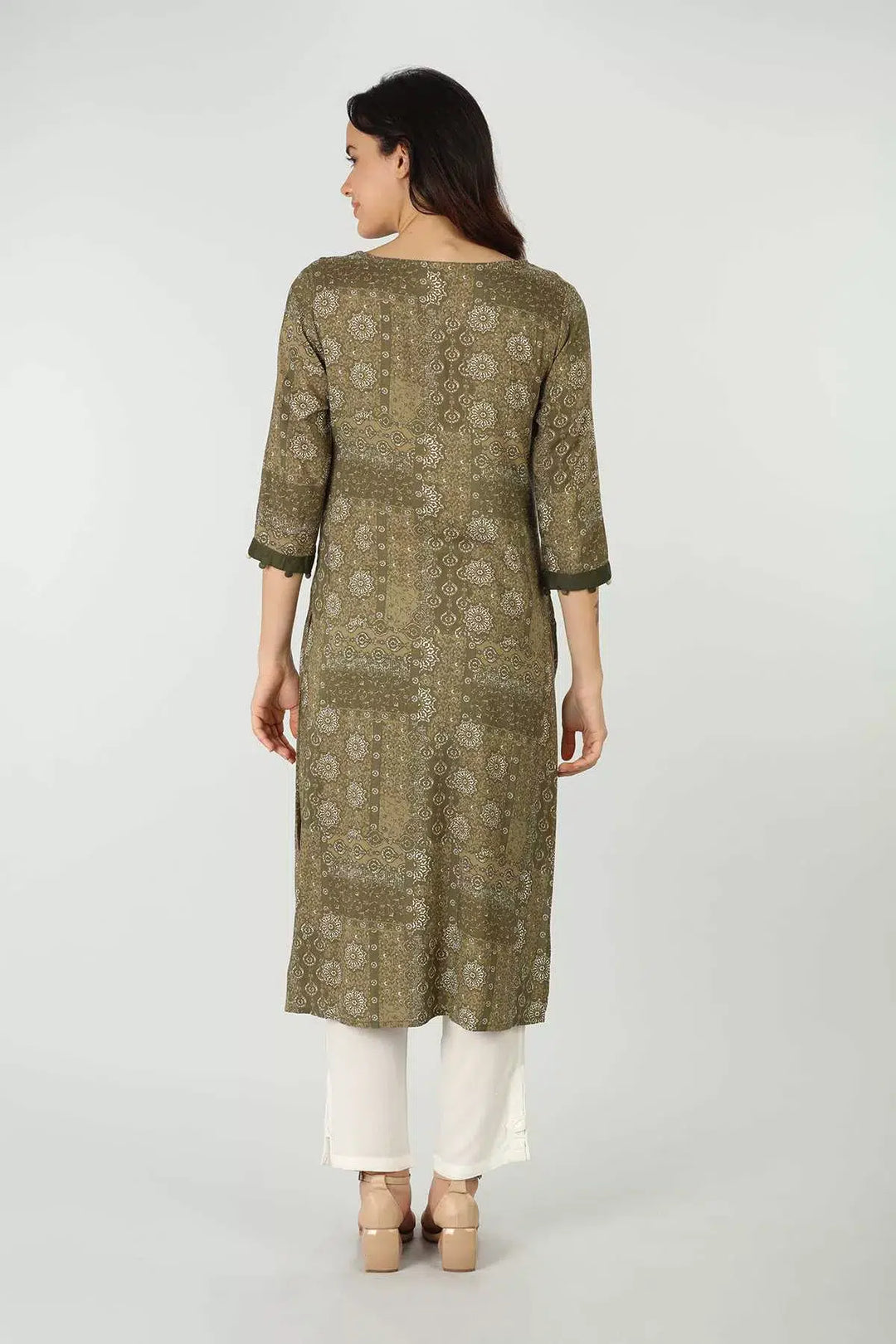 Rayon Green Printed Kurti