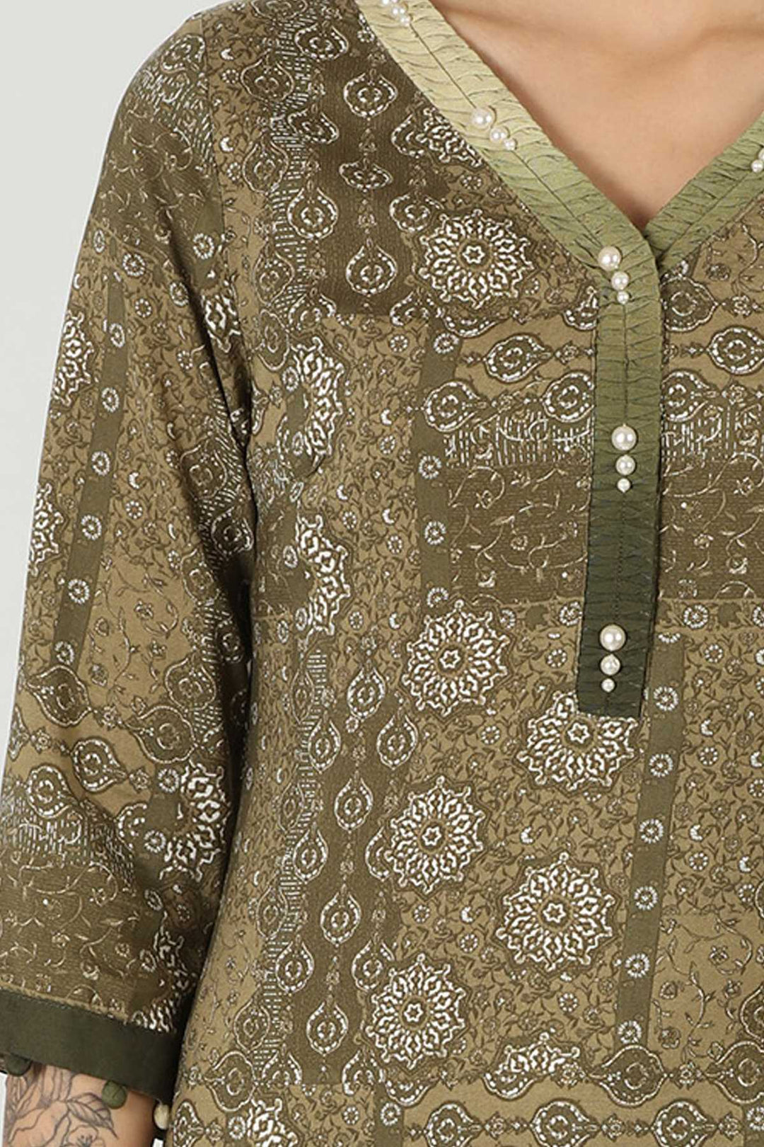 Rayon Green Printed Kurti