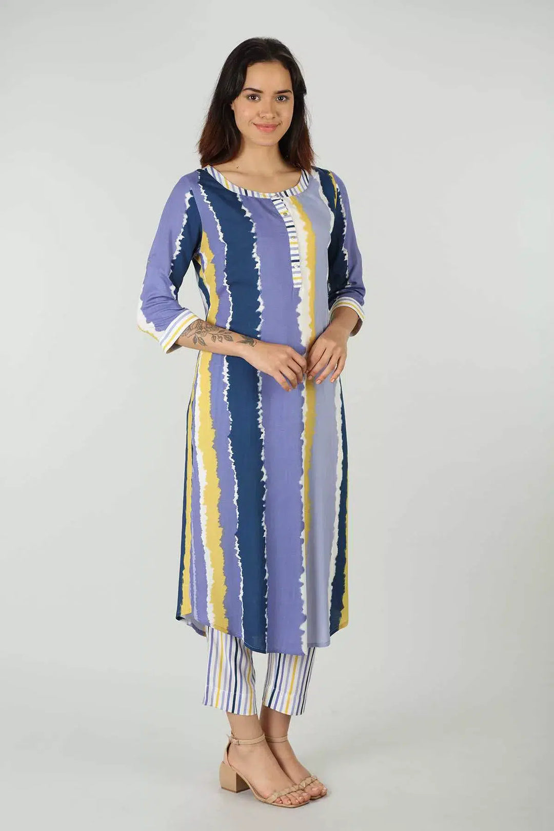 Rayon Stripe Lavender Kurti