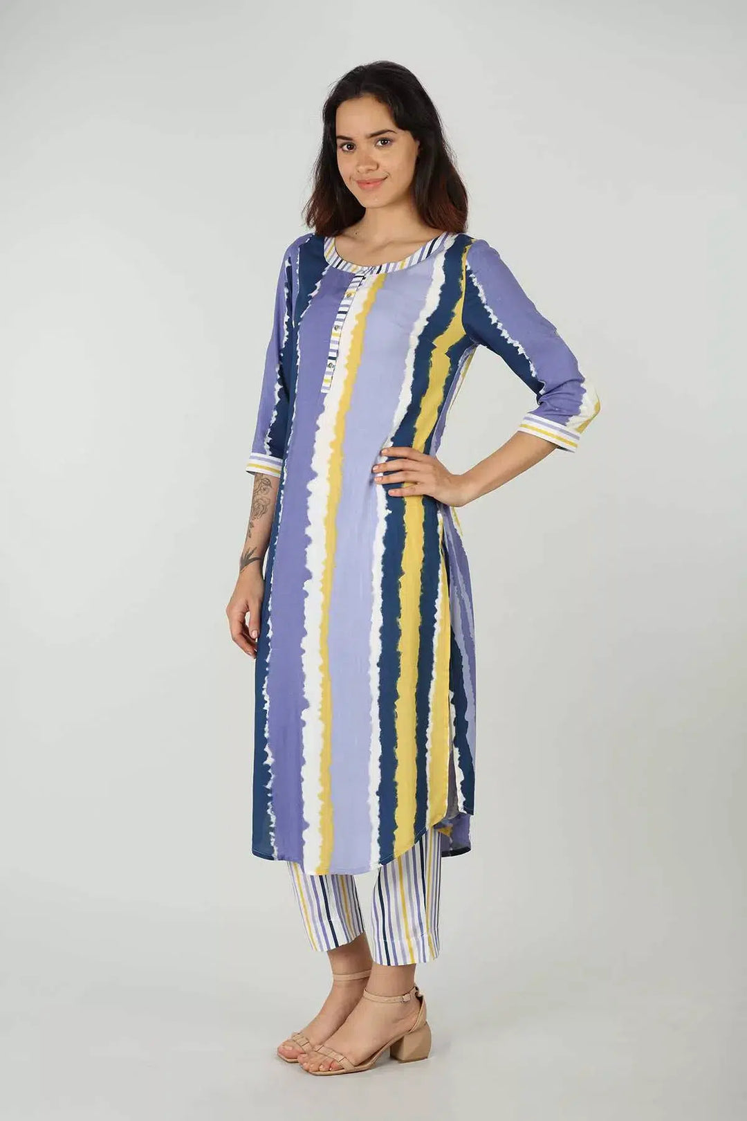 Rayon Stripe Lavender Kurti