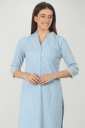 Blue cotton Textured Kurti