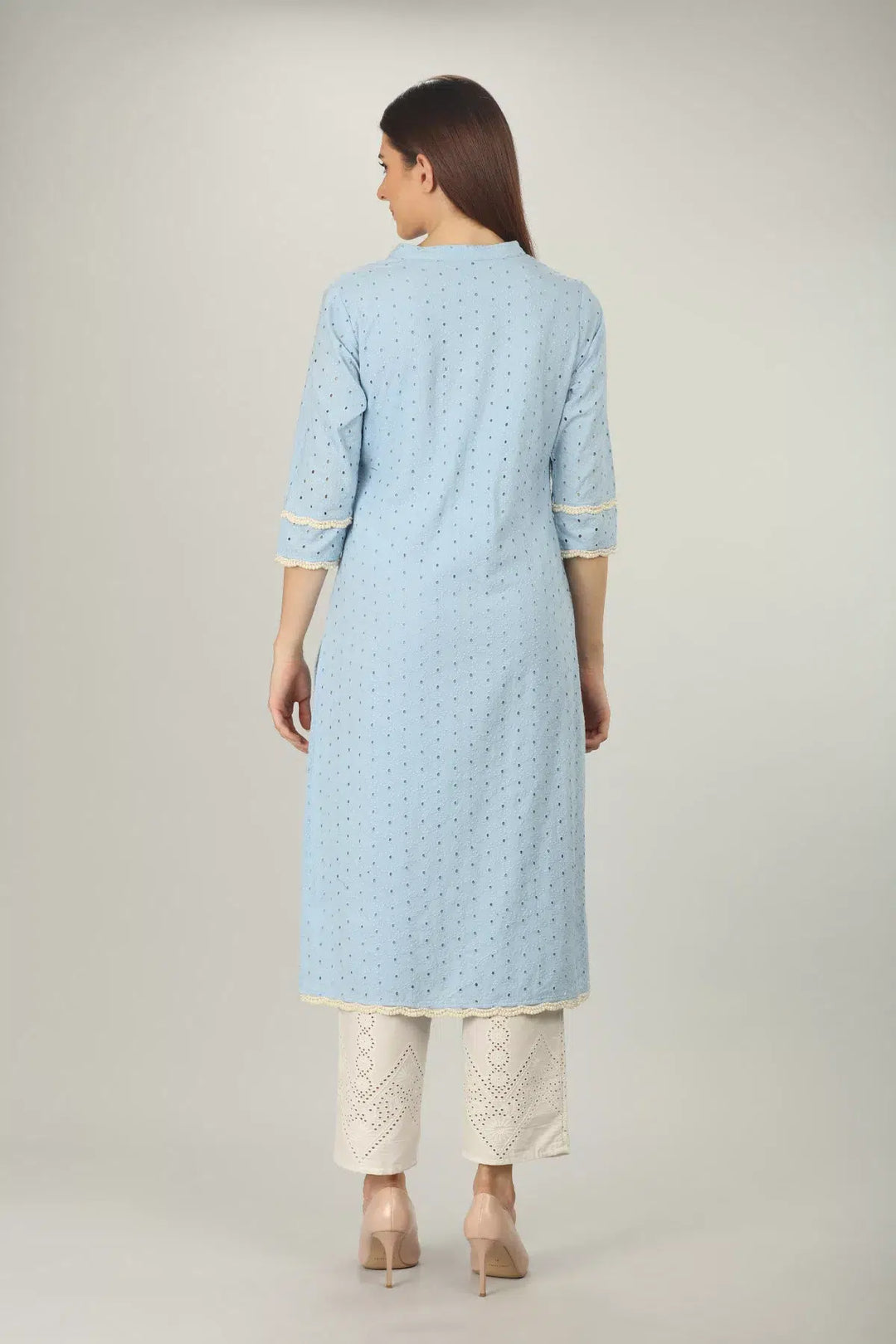 Blue cotton Textured Kurti