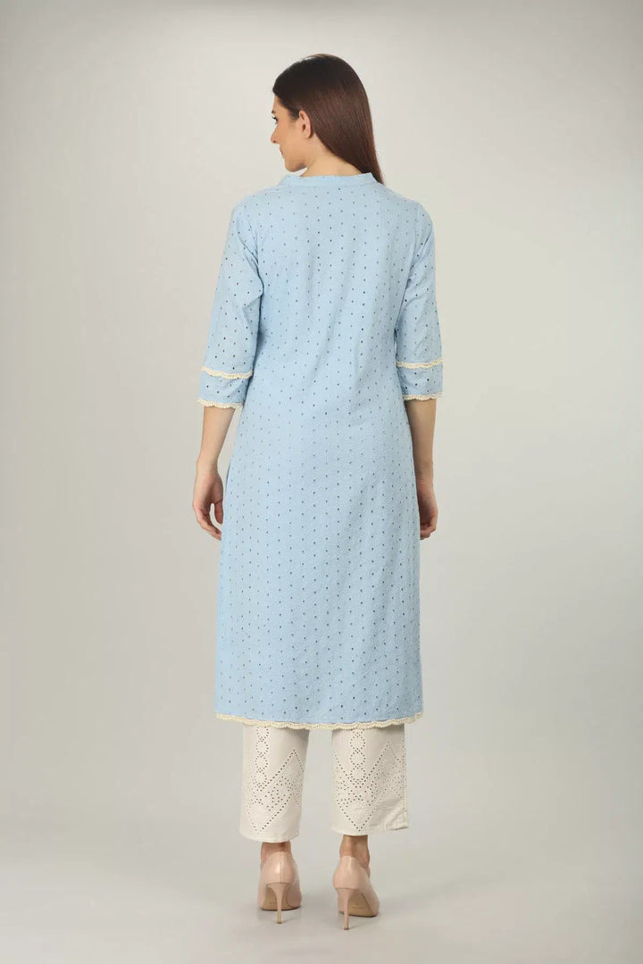 Blue cotton Textured Kurti