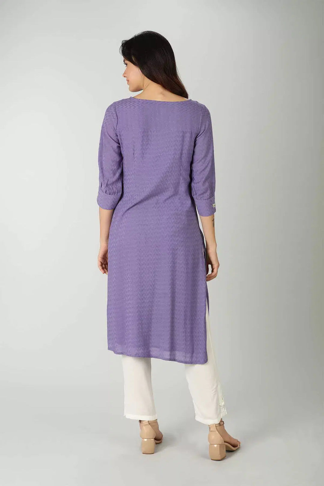 Embroidered Lavender Kurti