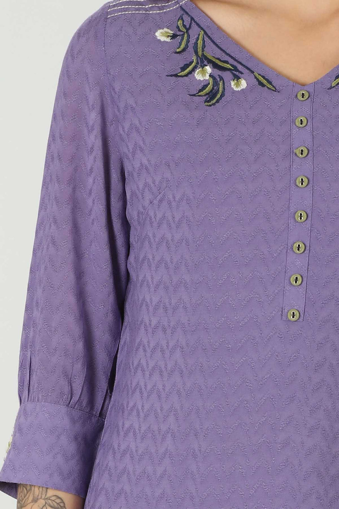 Embroidered Lavender Kurti
