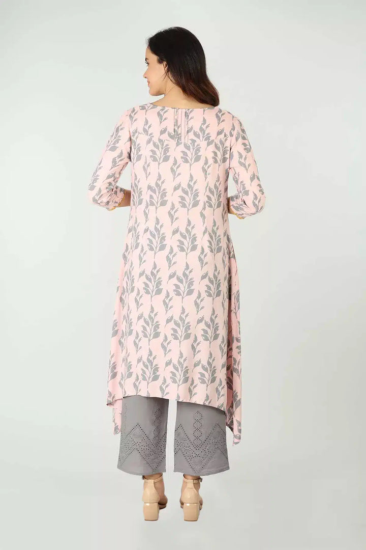 Rayon Pink Handcrafted Kurti