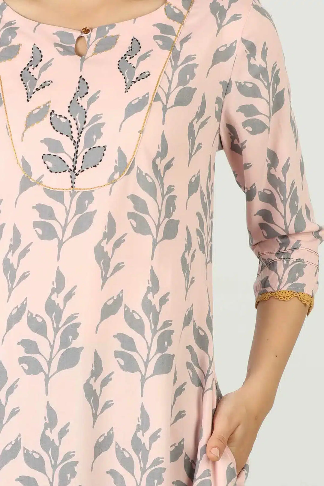 Rayon Pink Handcrafted Kurti