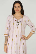 Rayon Lavender Slub Printed Kurti