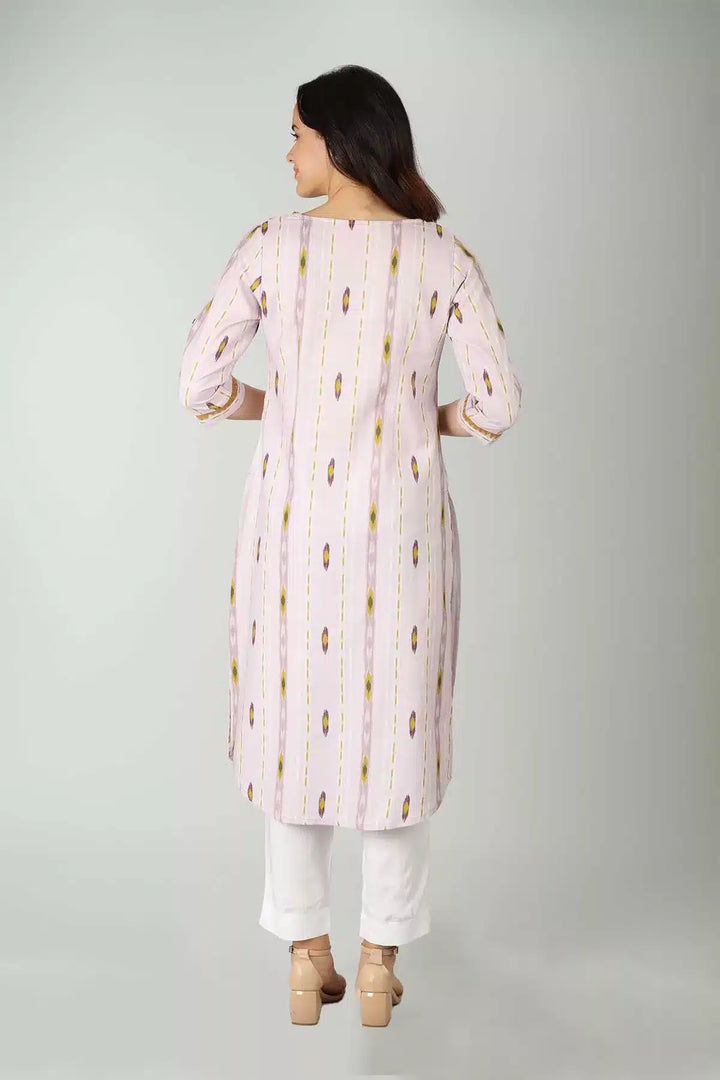 Rayon Lavender Slub Printed Kurti