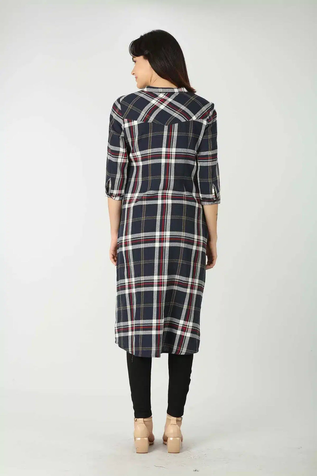 Twill Blue Checkered Kurti