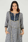 Rayon Blue Embroidered Kurti