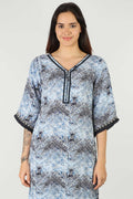 Blue Rayon Printed Kurti