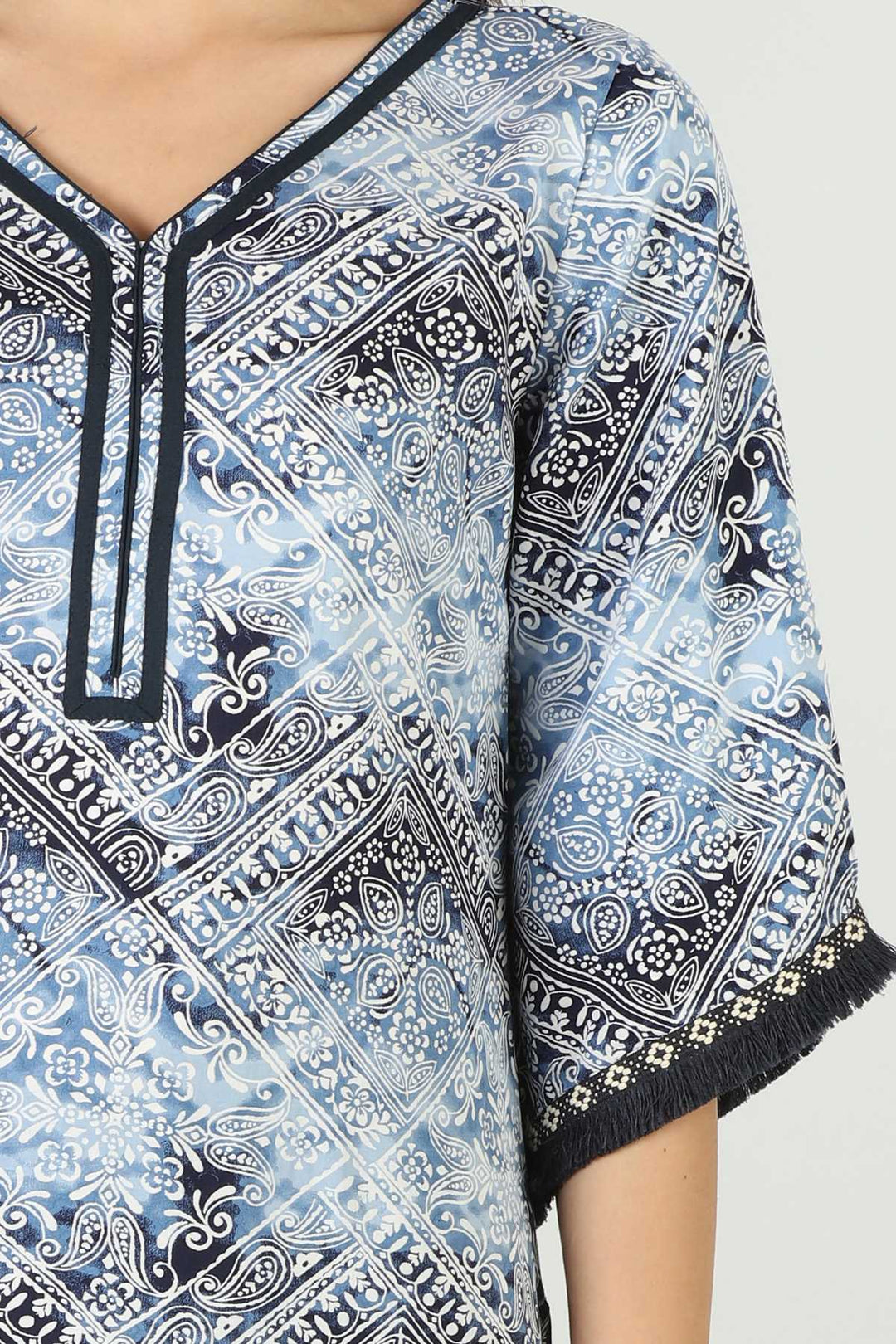Blue Rayon Printed Kurti