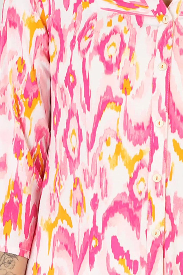Rayon Pink Printed Kurti