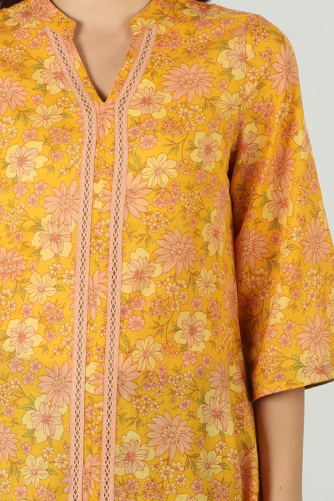 Mustard Mandarin neck kurti