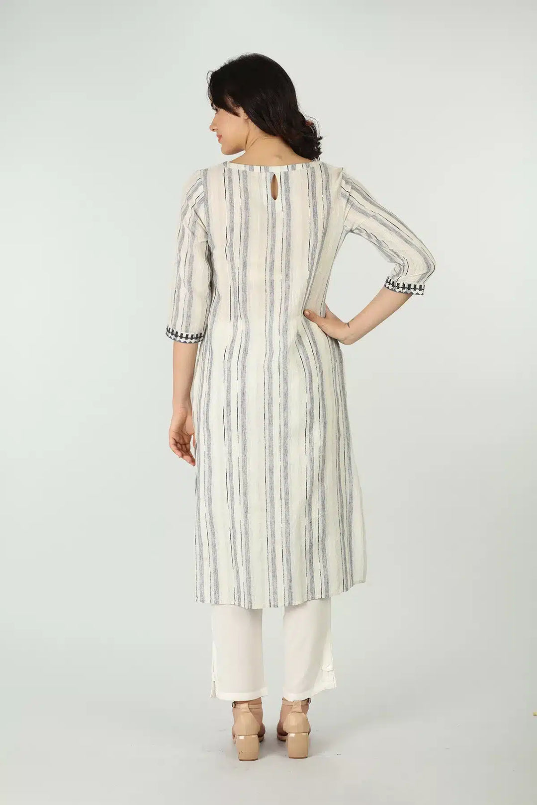 Off white Cotton front Slit Kurti