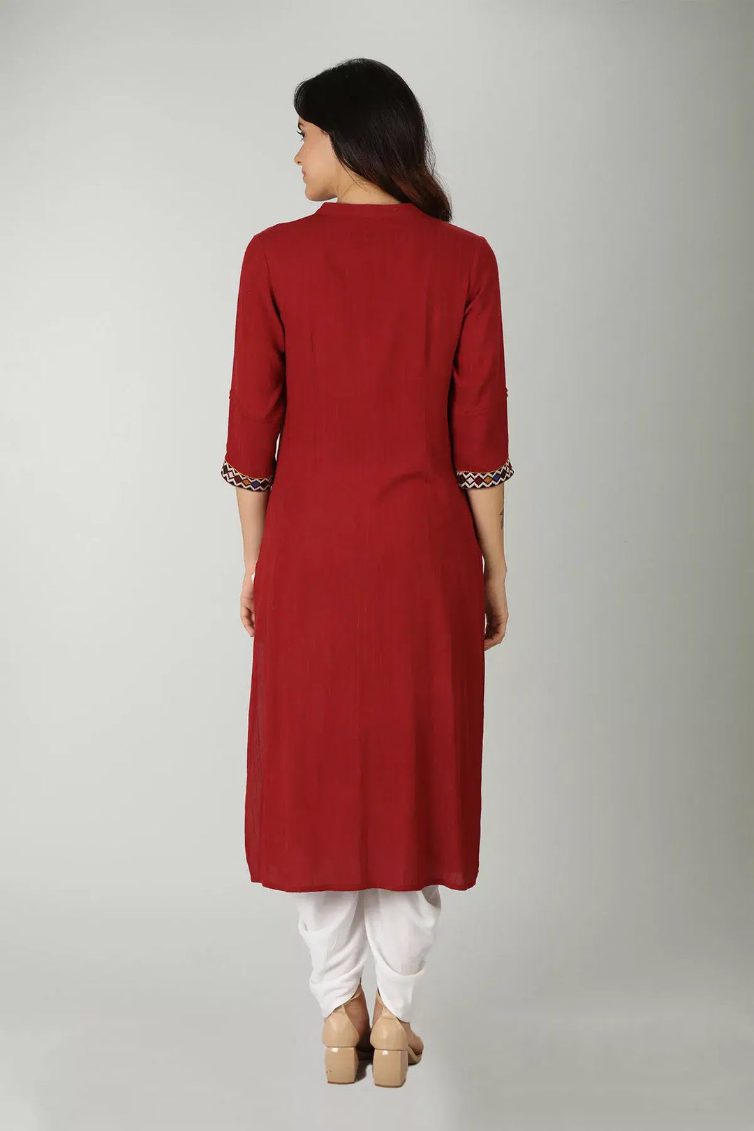 Solid red embroidered kurti