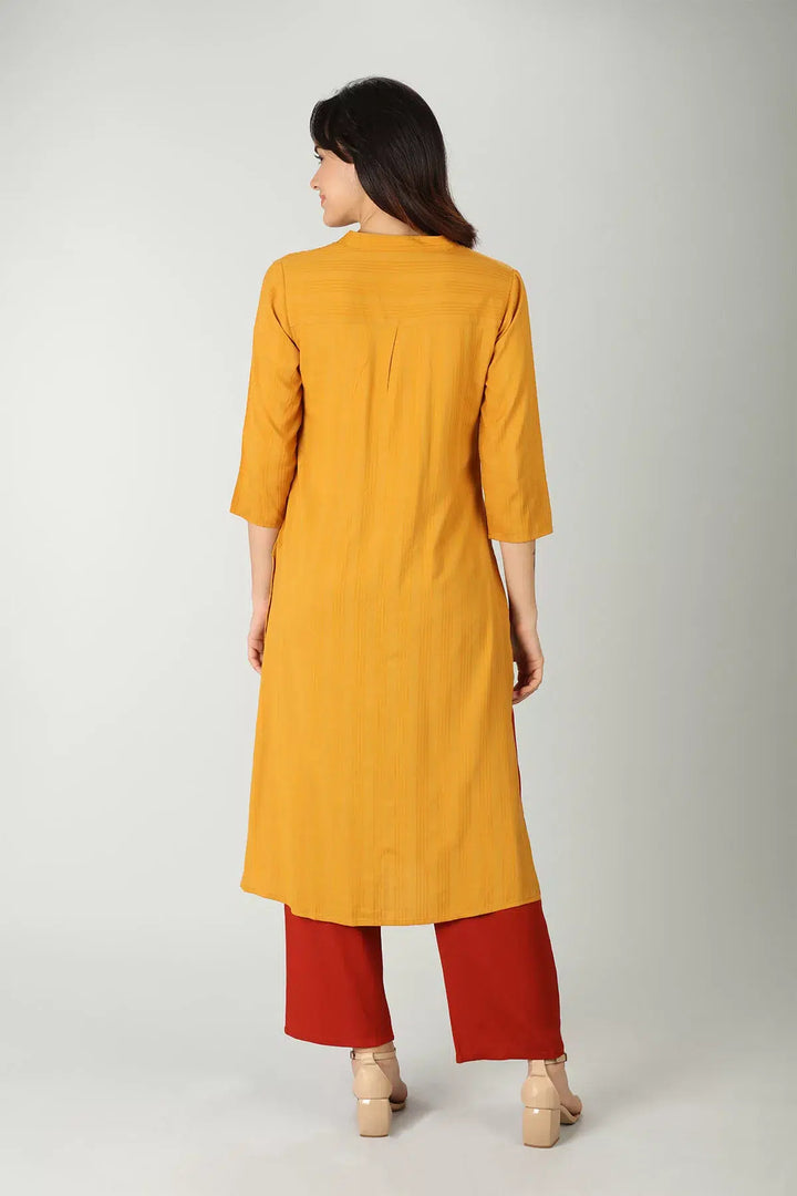 Mustard embroidered kurti