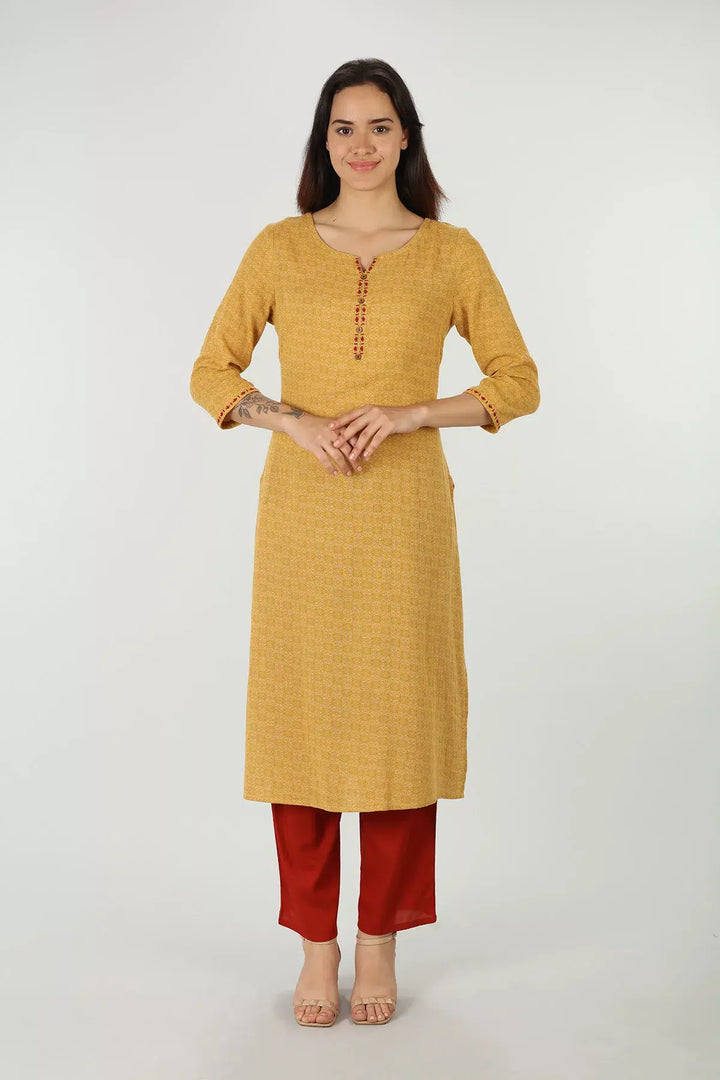 Embroidered round neck kurti