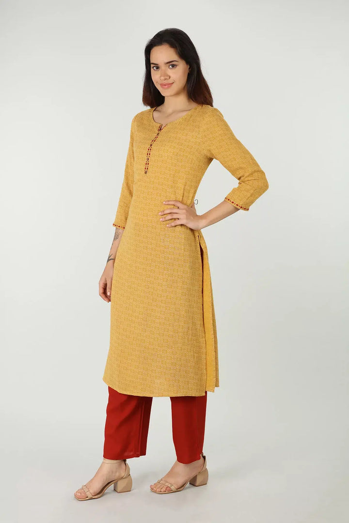 Embroidered round neck kurti