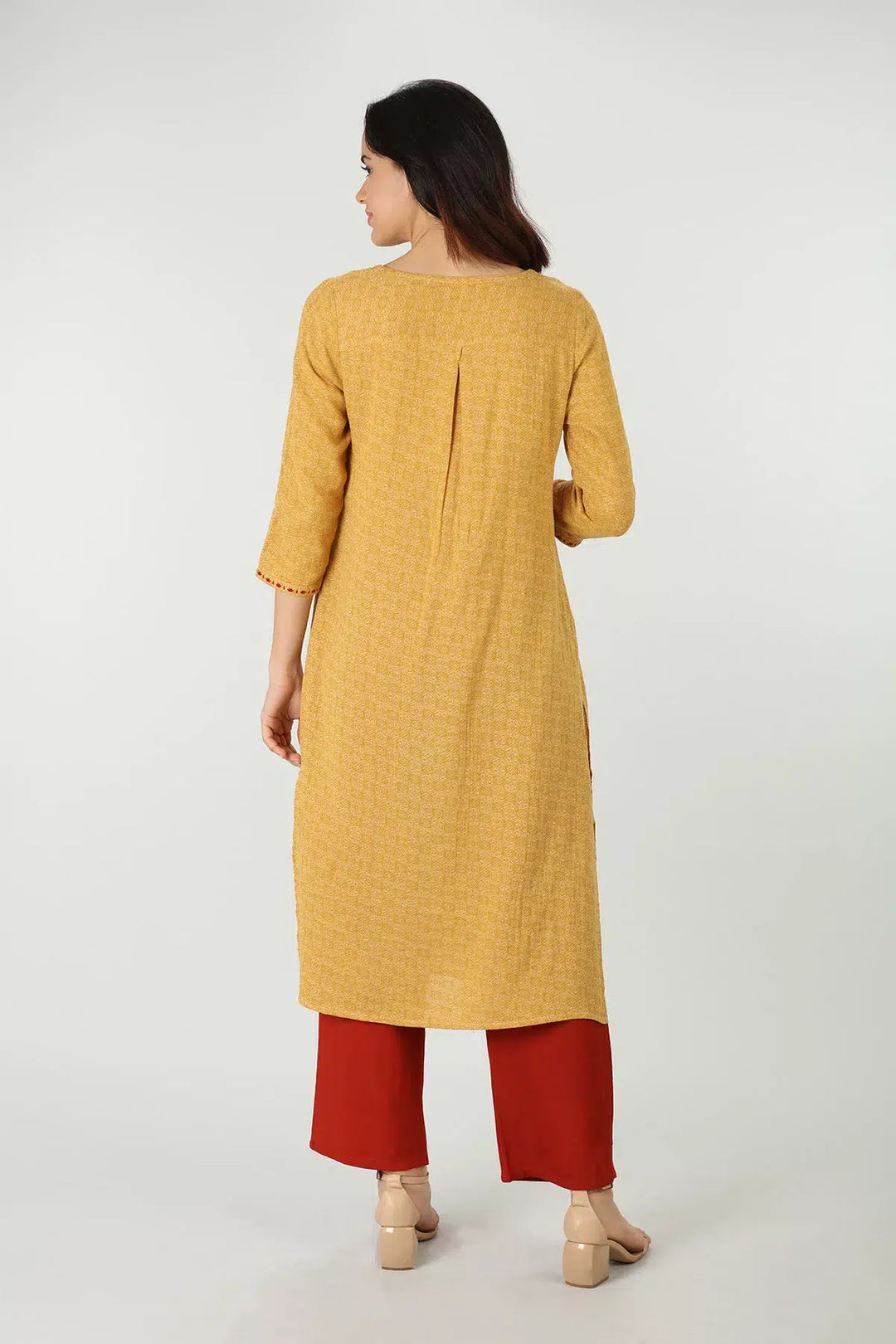 Embroidered round neck kurti