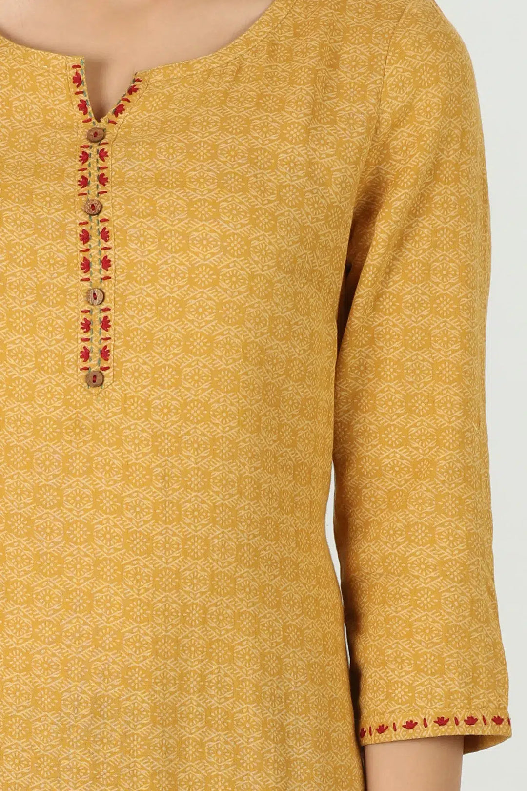 Embroidered round neck kurti