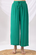 Neon Green Solid Viscose Co-ord Palazzo with Regular Fit