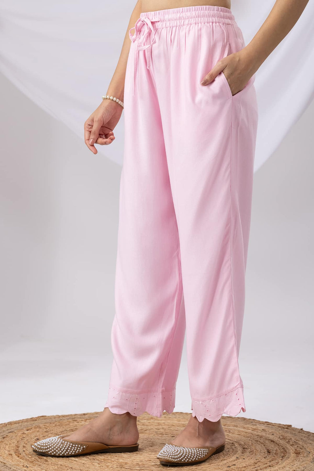 Solid Pink Tencel Twill Palazzo