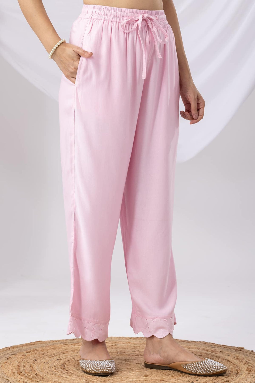 Solid Pink Tencel Twill Palazzo