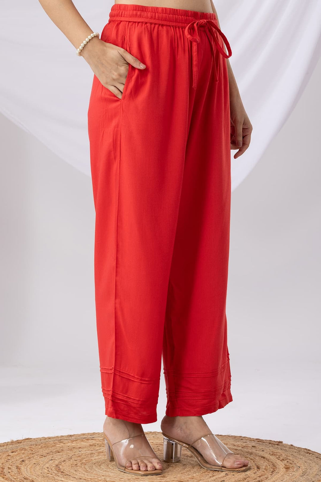 Solid Coral Tencel Twill Palazzo