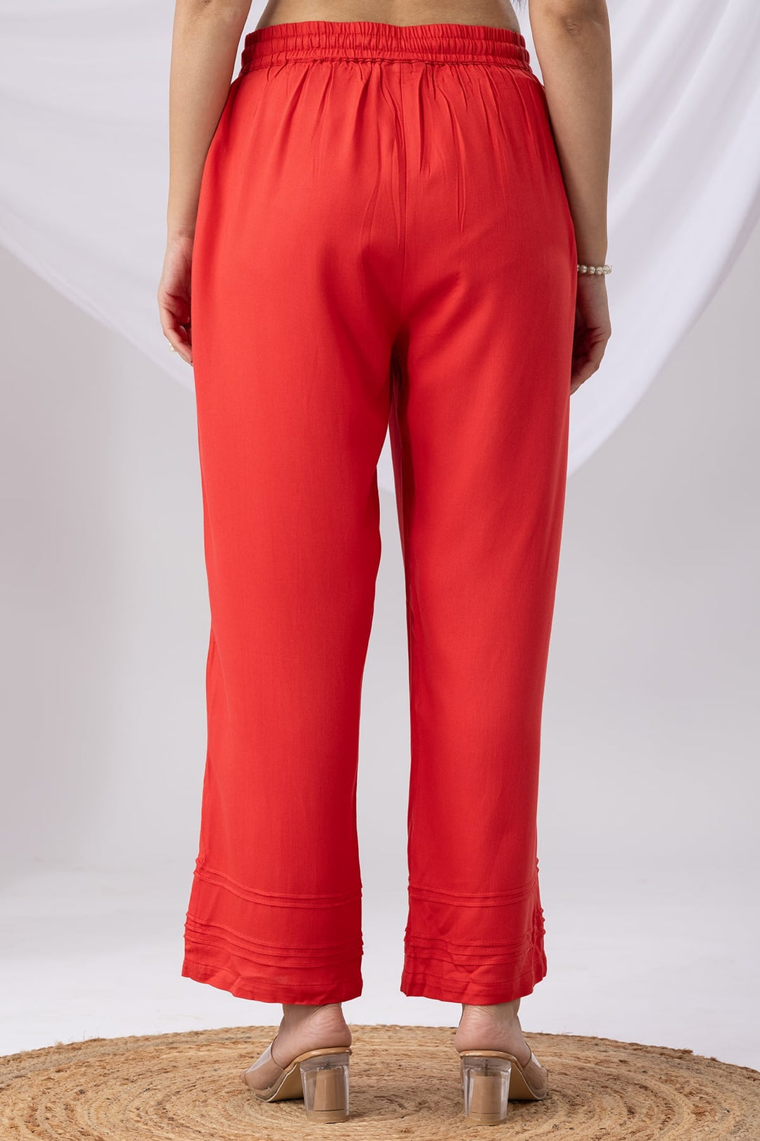 Solid Coral Tencel Twill Palazzo