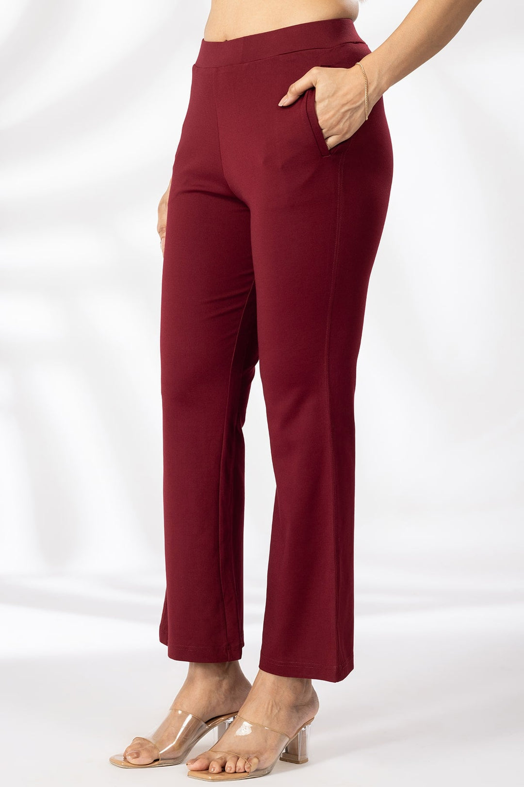 Maroon Tencel Roma Spandex Pant