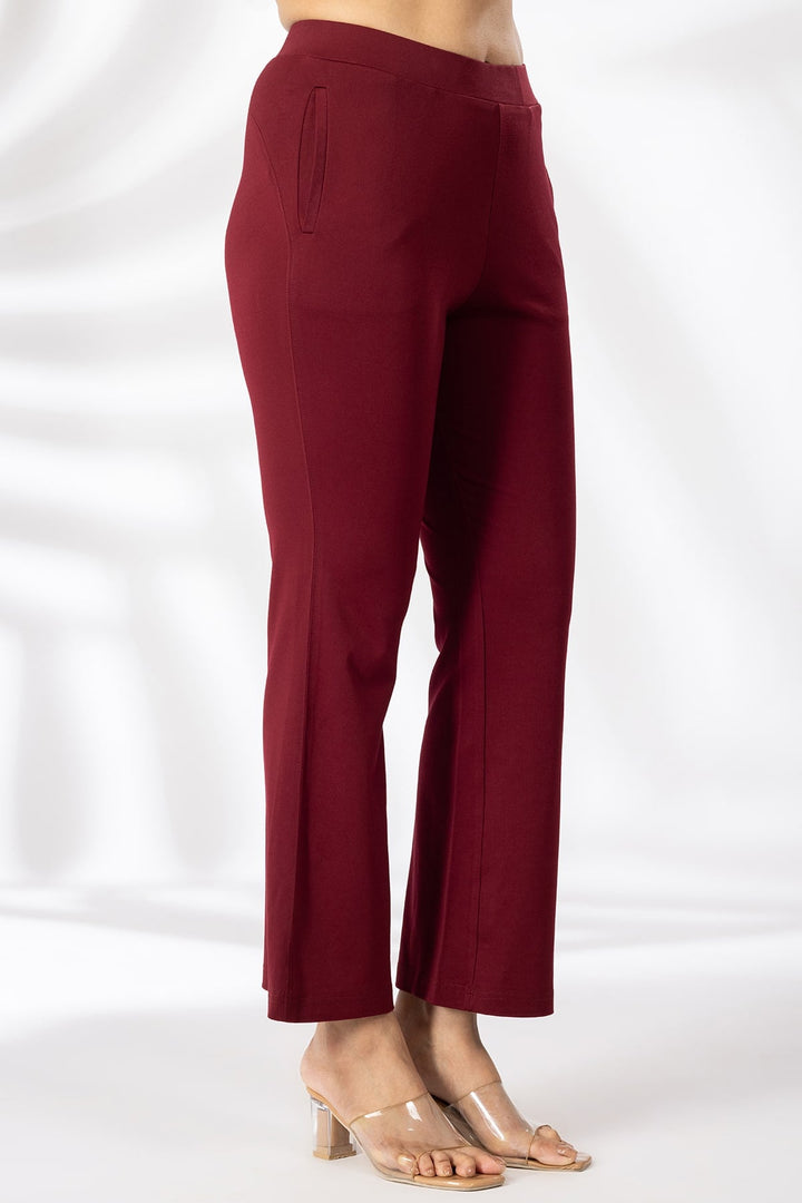 Maroon Tencel Roma Spandex Pant