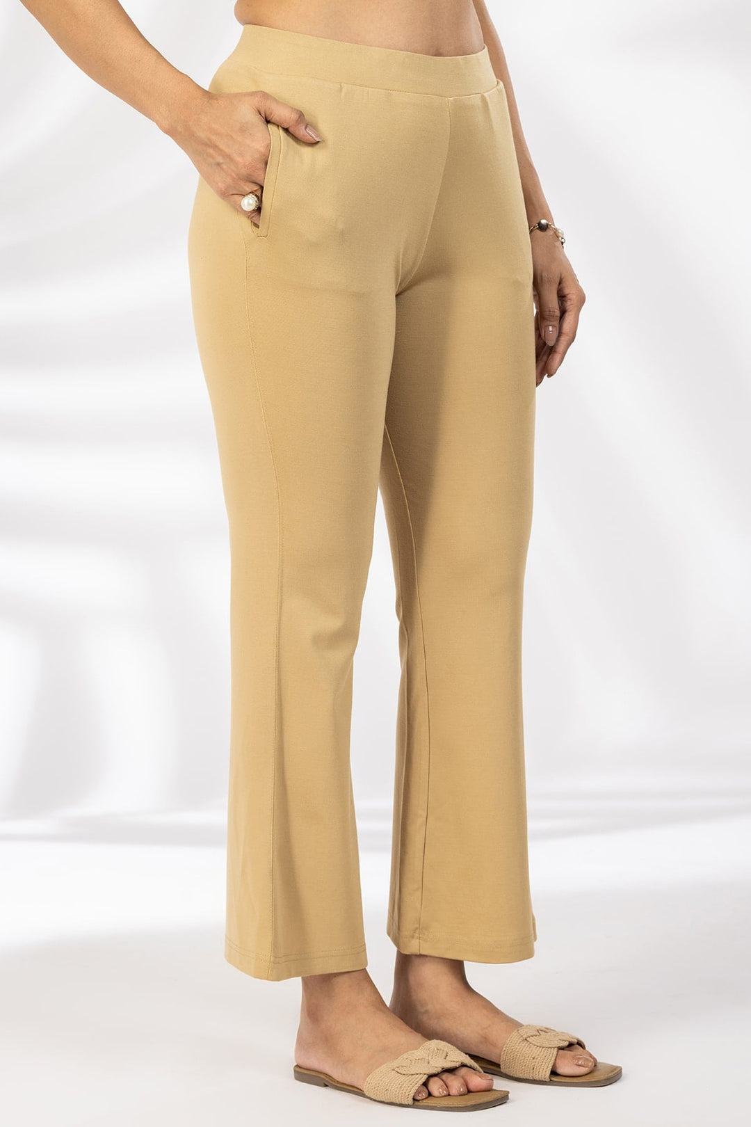 Beige Tencel Roma Spandex Pant