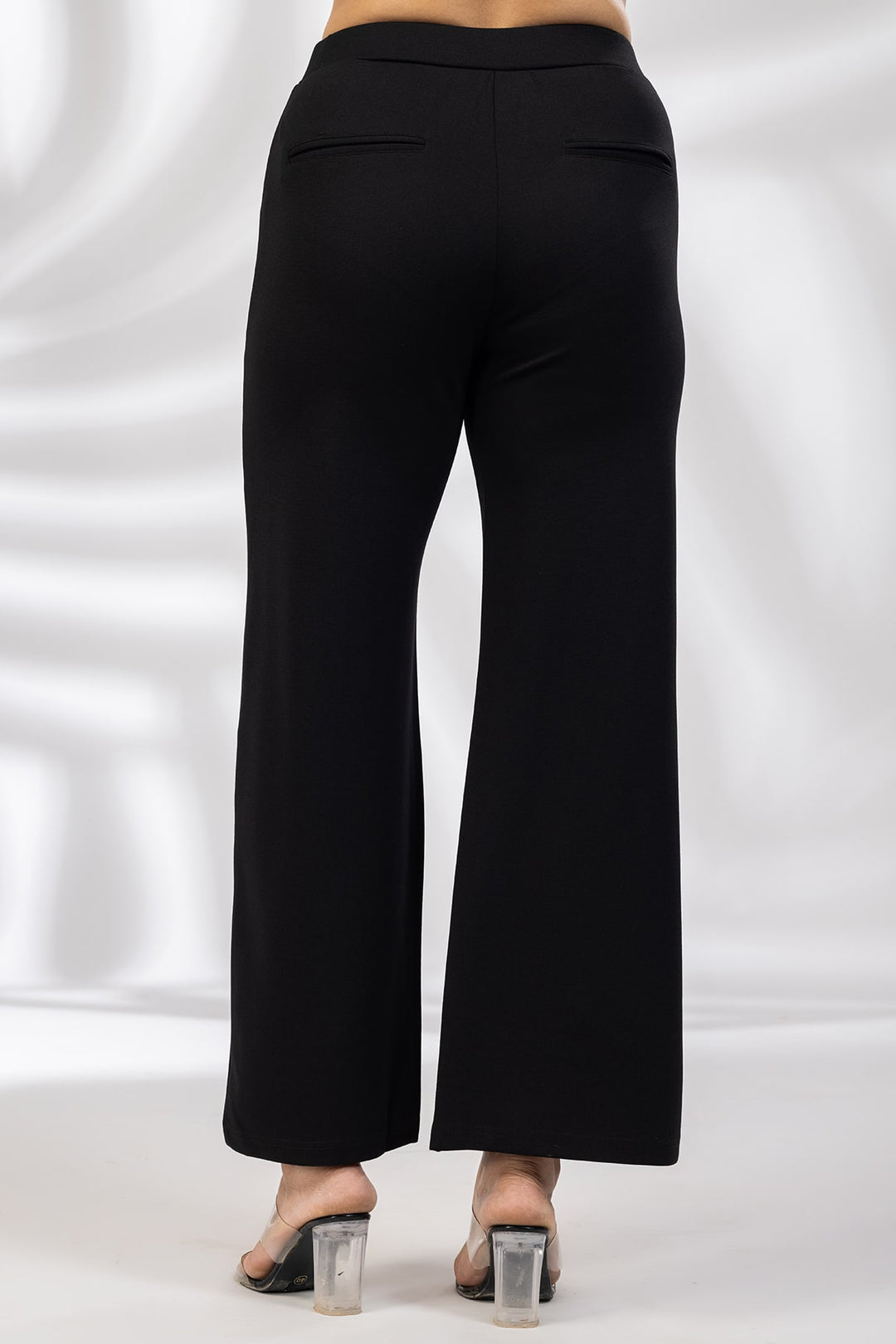Solid Black Regular Fit Ponty Roma Pant