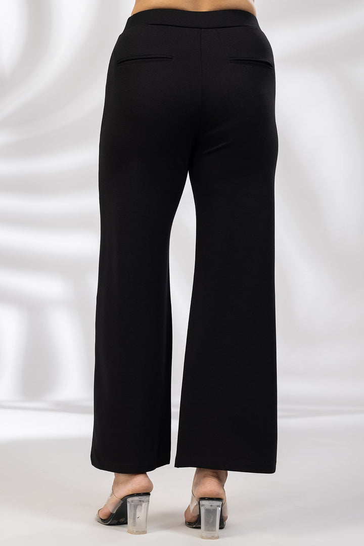 Solid Black Regular Fit Ponty Roma Pant