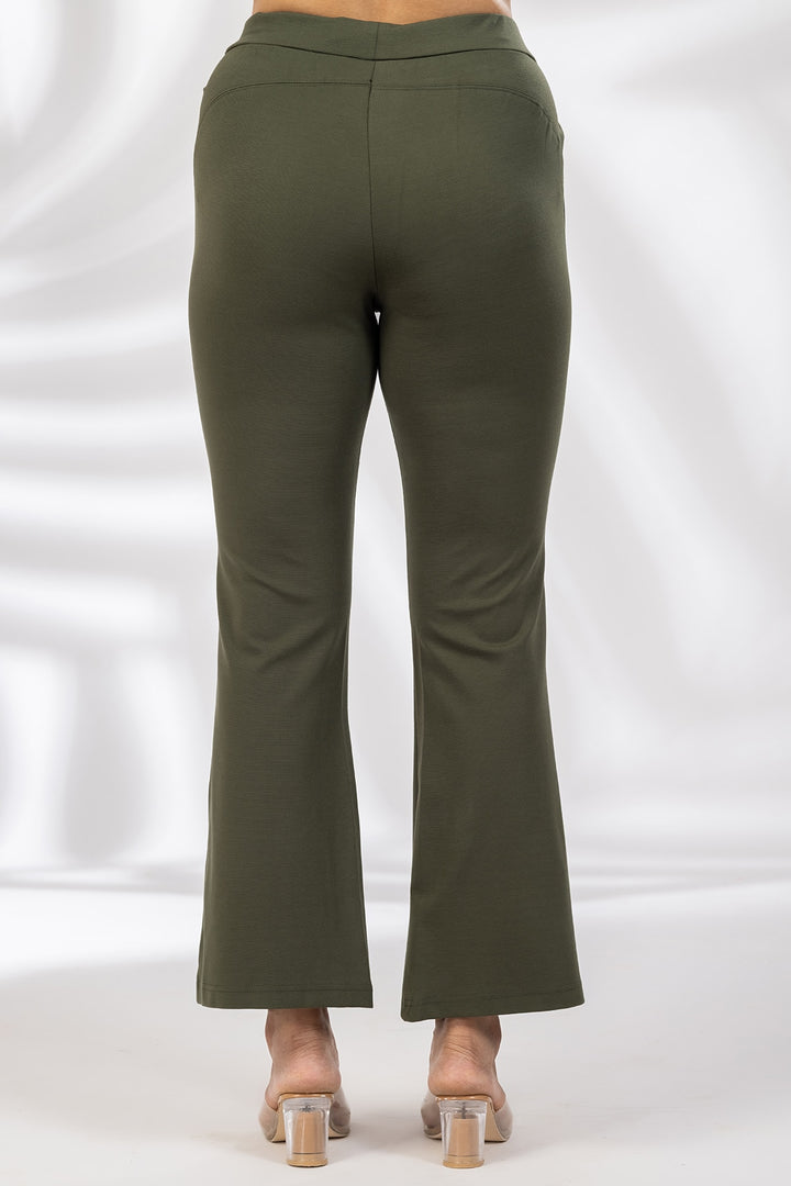 Olive Green Tencel Roma Spandex Pant