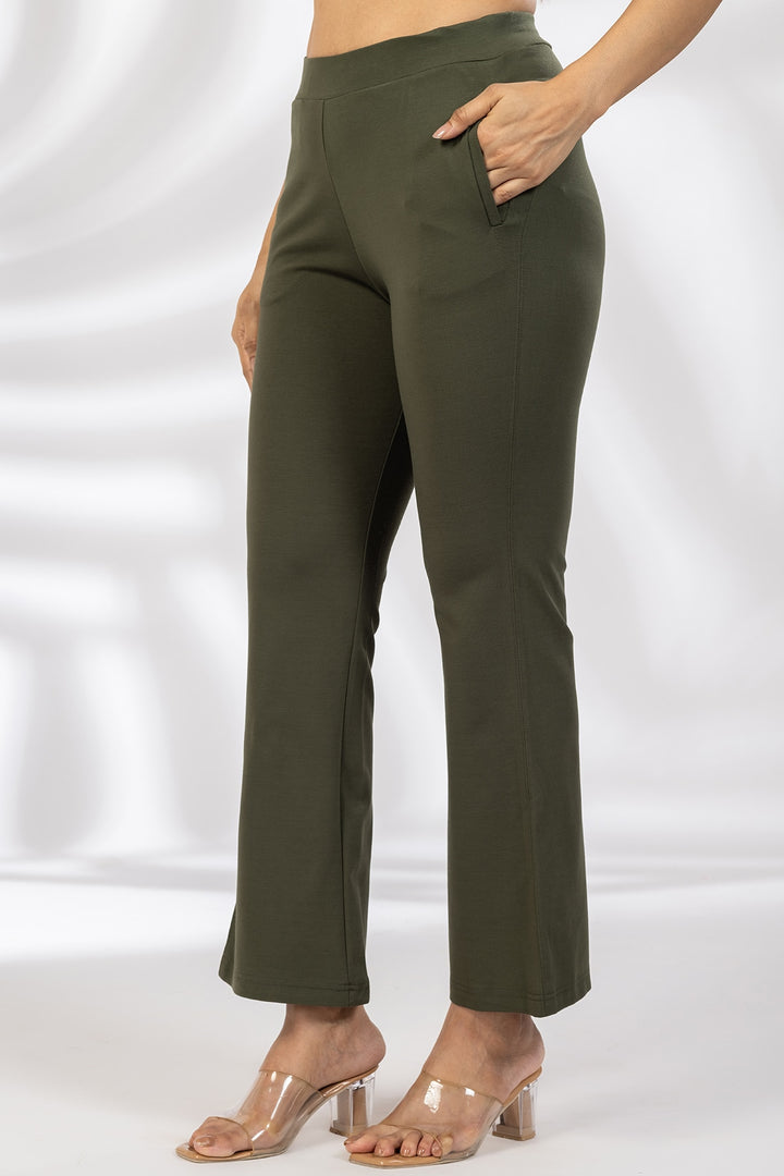 Olive Green Tencel Roma Spandex Pant