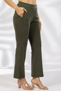 Olive Green Tencel Roma Spandex Pant