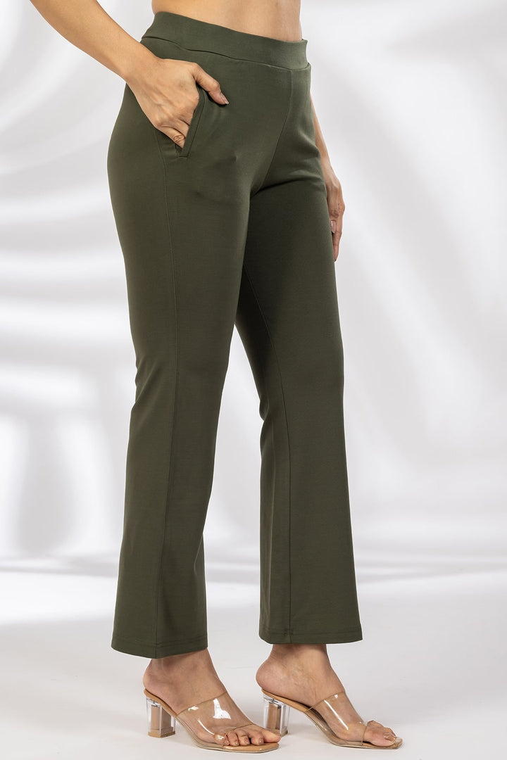 Olive Green Tencel Roma Spandex Pant