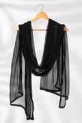 Solid Black Viscose Chiffon Dupatta