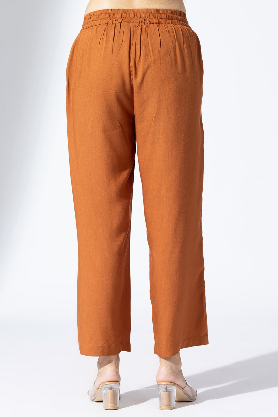 Embroidered Cinnamon Viscose Co-Ord Palazzo