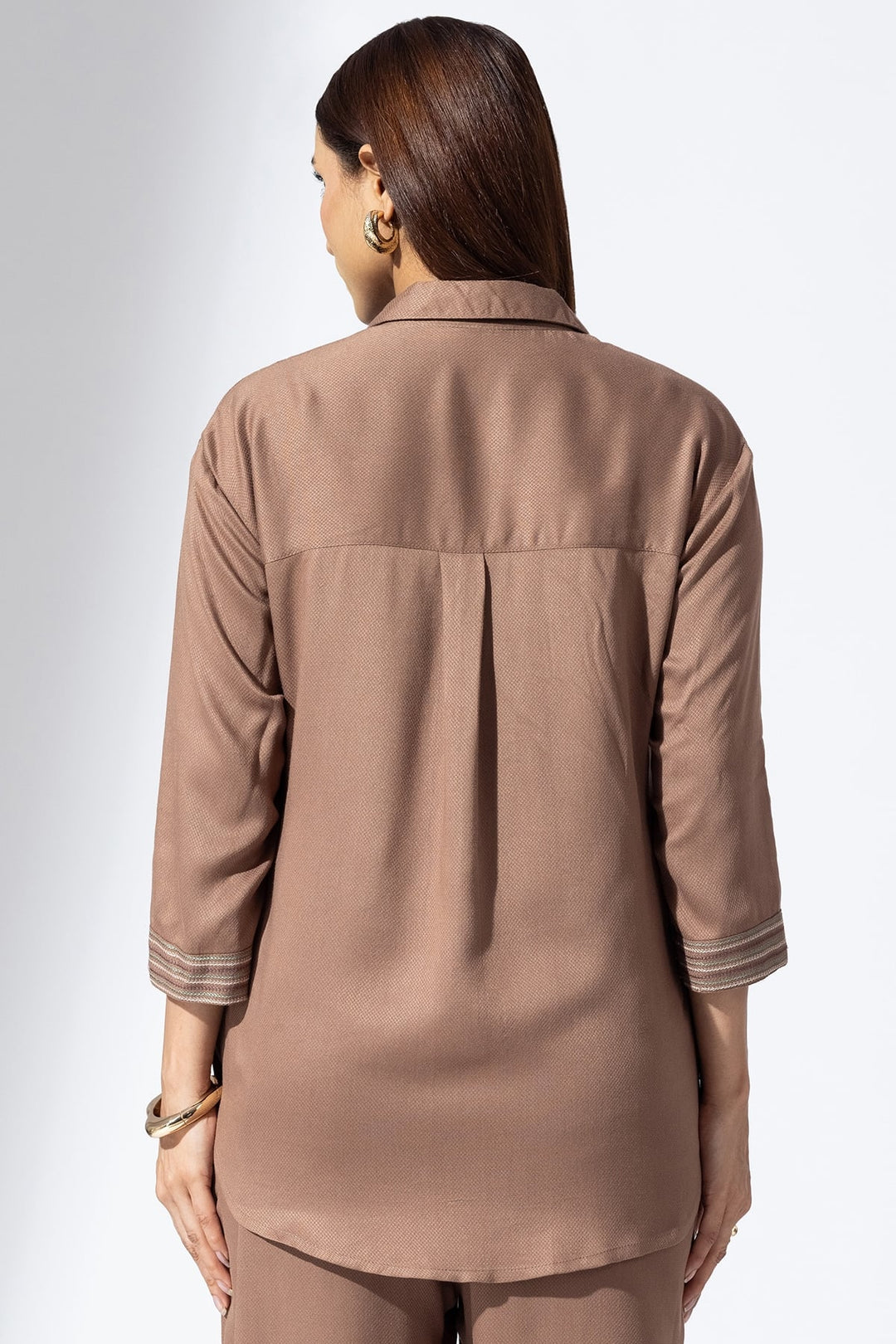 Embroidered Mud Collared Co-Ord Shirt