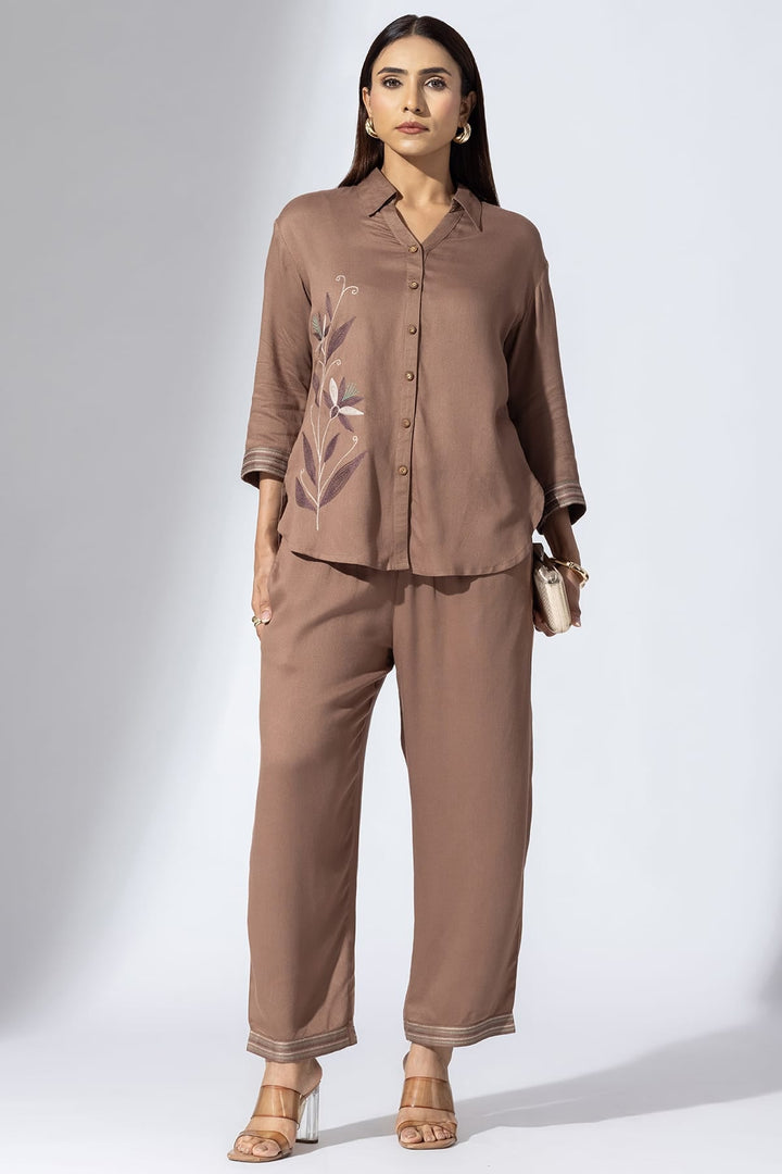 Solid Mud Viscose Co-Ord Palazzo
