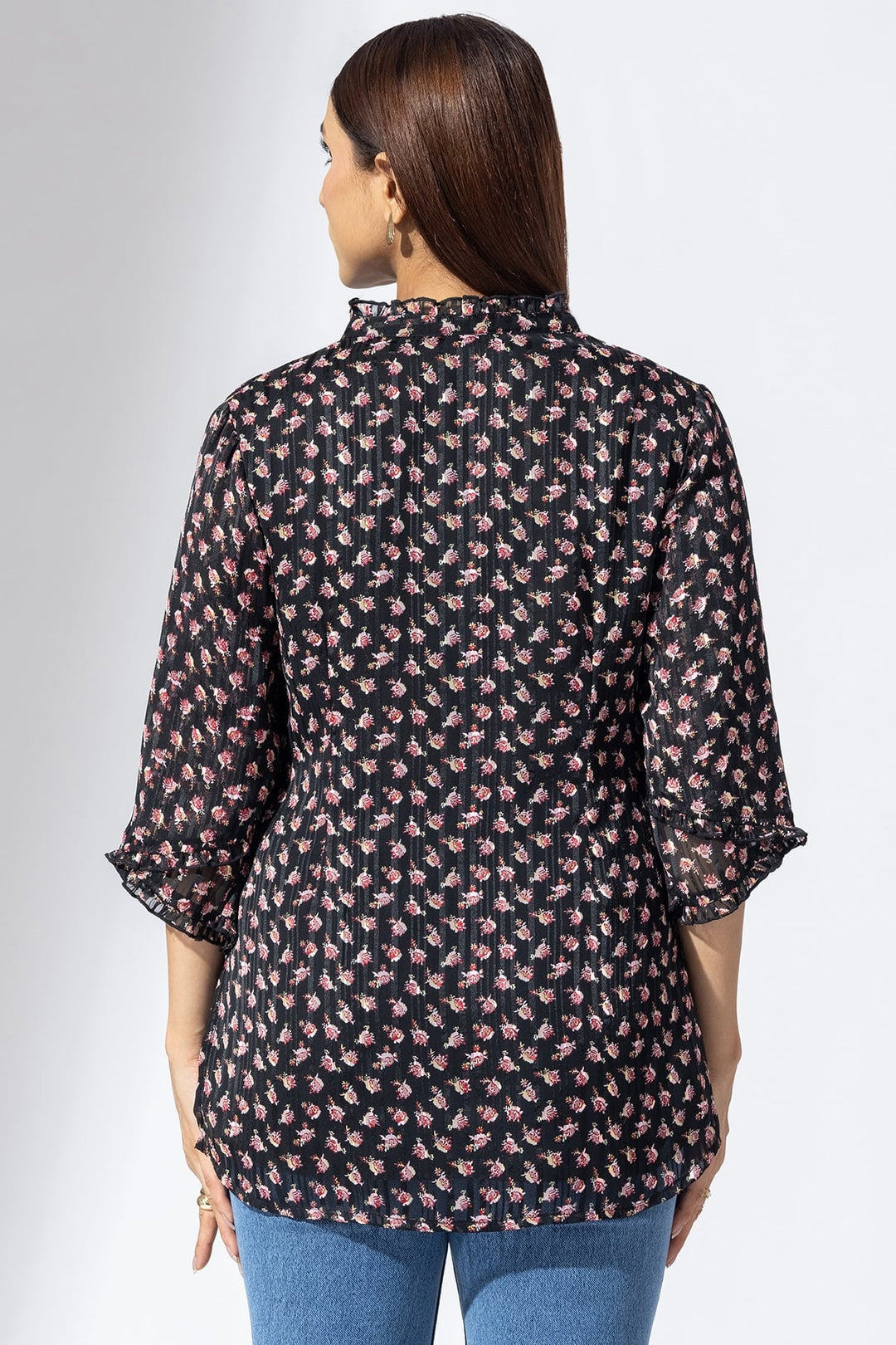 Elegant Black Handwork Casual Top