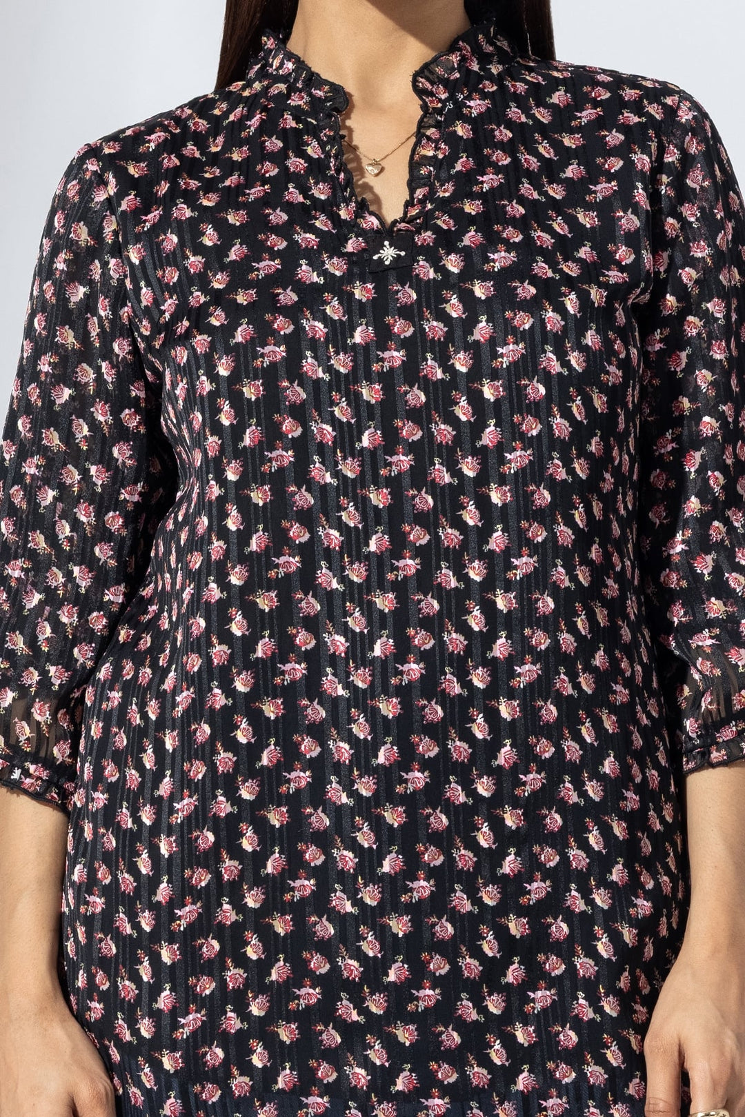 Elegant Black Handwork Casual Top
