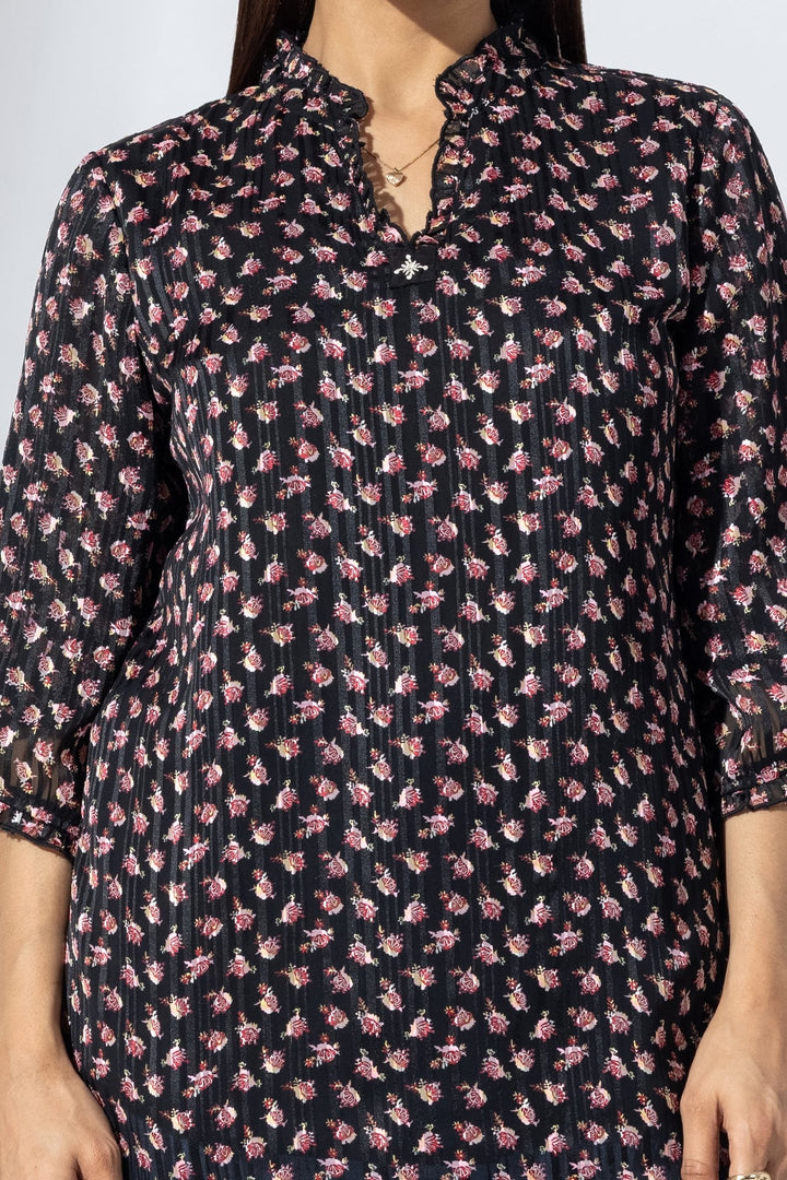 Elegant Black Handwork Casual Top