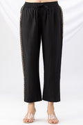 Black Embroidered Viscose Crush Regular Fit Co-Ord Palazzo