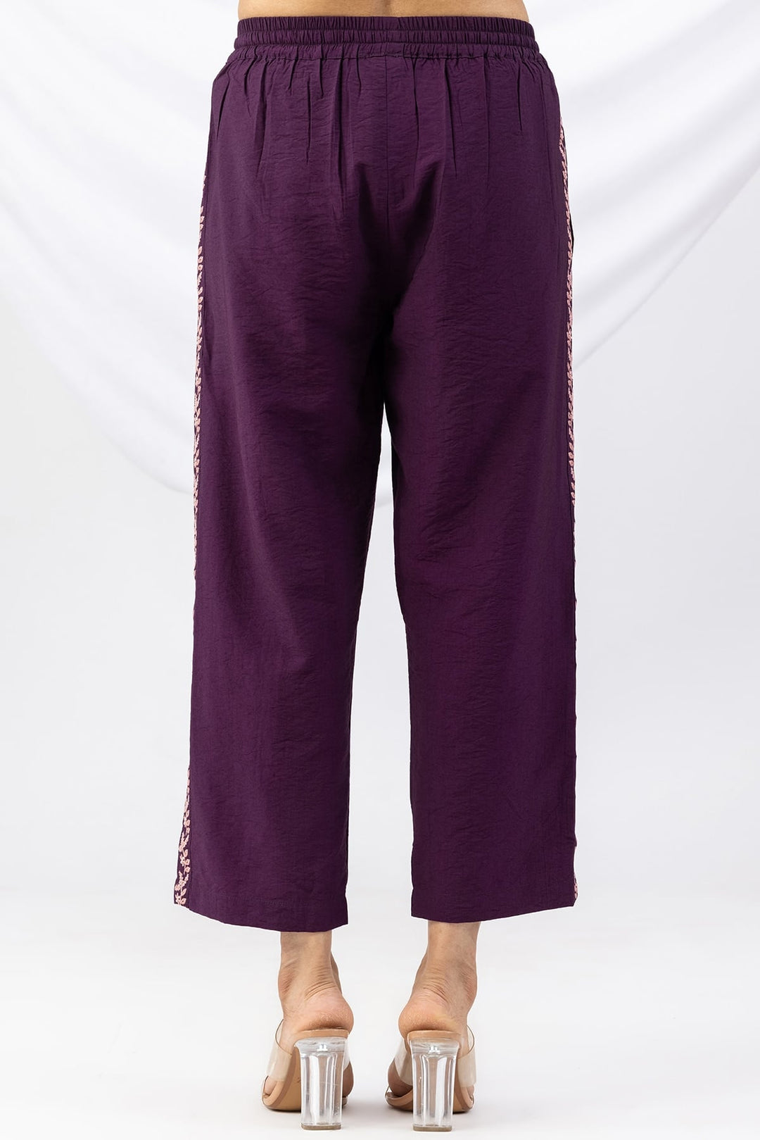 Purple Viscose Crush Regular Fit Co-Ord Palazzo